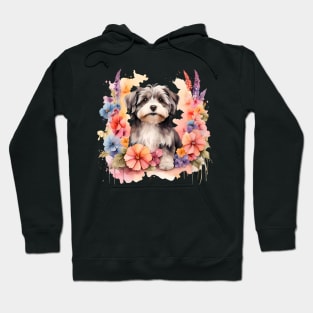 A havanese decorated with beautiful watercolor flowers Hoodie